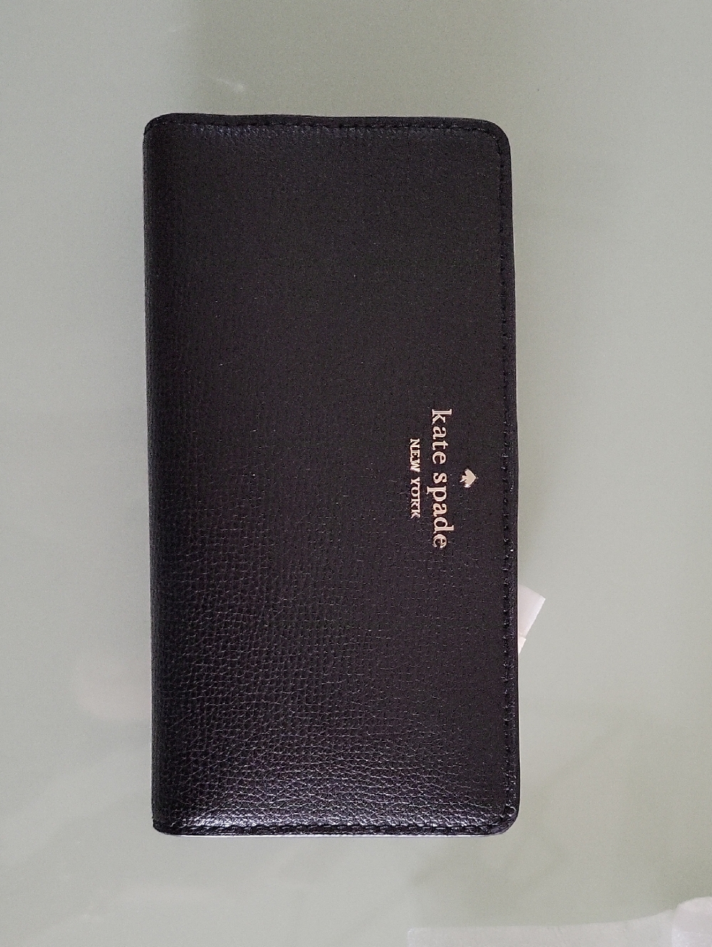 kate spade black Large Slim pebbled  leather Darcy with gold logo